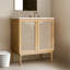 Meuble-lavabo 30 po avec portes en rotin faites à la main et fermeture en douceur
