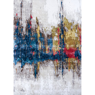 Hand-Knotted High-Quality Ivory and Multi-Coloured Area Rug
