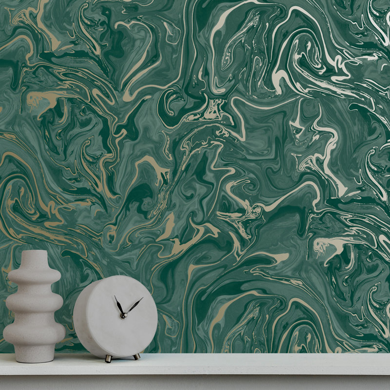 Distinctive Marble Wallpaper, Emerald
