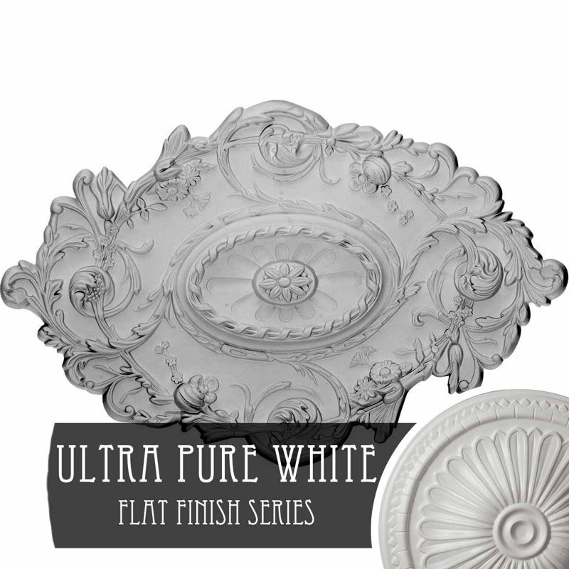 Endurathane Strasbourg Ceiling Medallion, 30 1/2"W x 20"H x 1 1/2"P, Hand-Painted Ultra Pure White Finish, Ultra Pure White