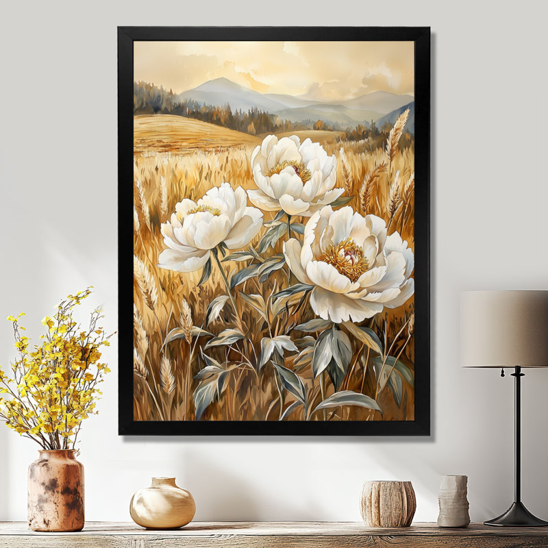 Barbury - impressions sur toile florales, Noir, noir, noir, noir, H 20 po x l 12 po, Reproduction encadrée d'une seule photo