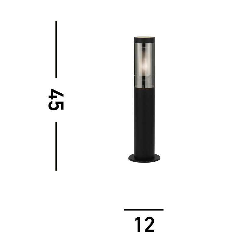 Tarik Smoked Bollards, 45cm H x 12cm W x 12cm D
