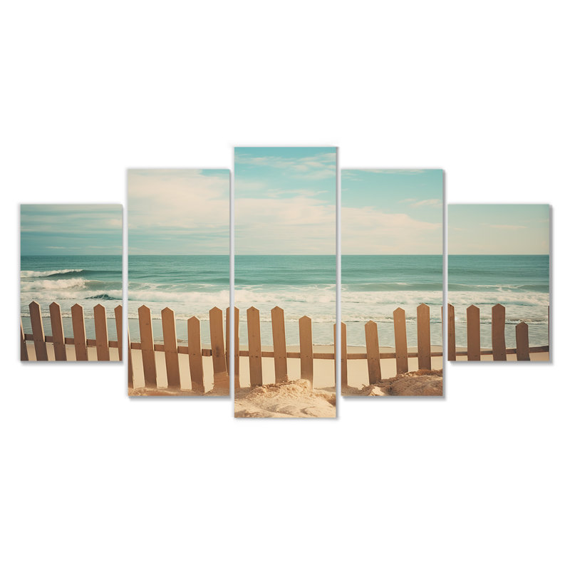 Riendeau - Plage, art mural sur toile 5 pièces, H 32 po x l 60 po
