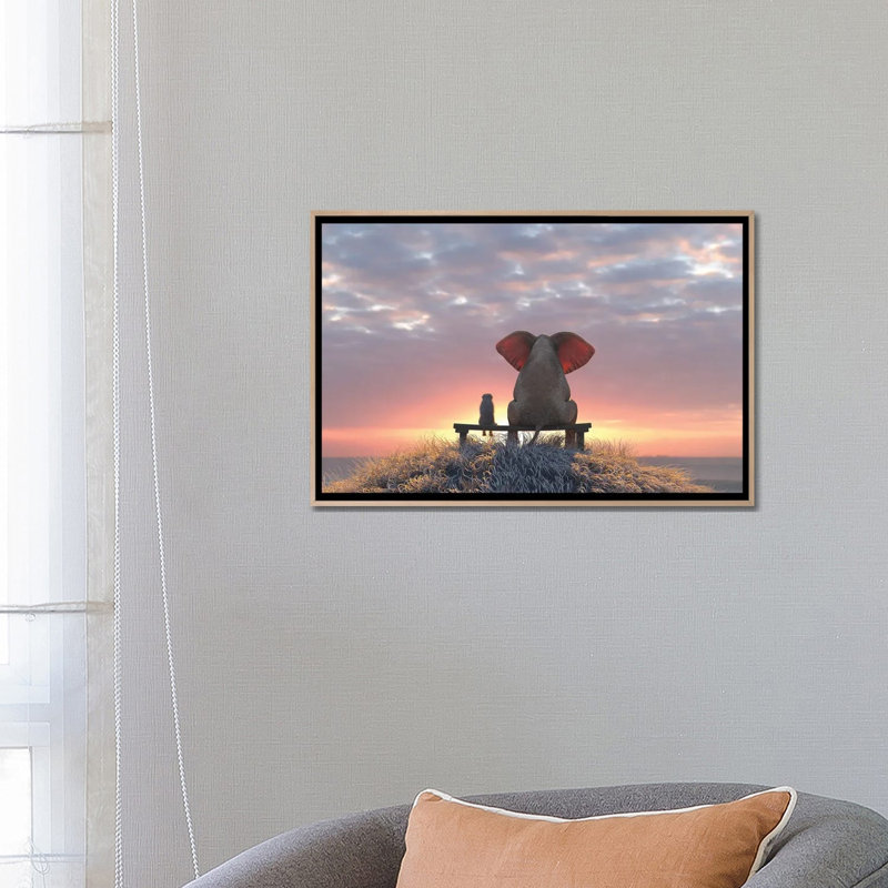 Print on Canvas, 45.72cm H x 66.04cm W x 3.81cm D, Oak Floater Framed