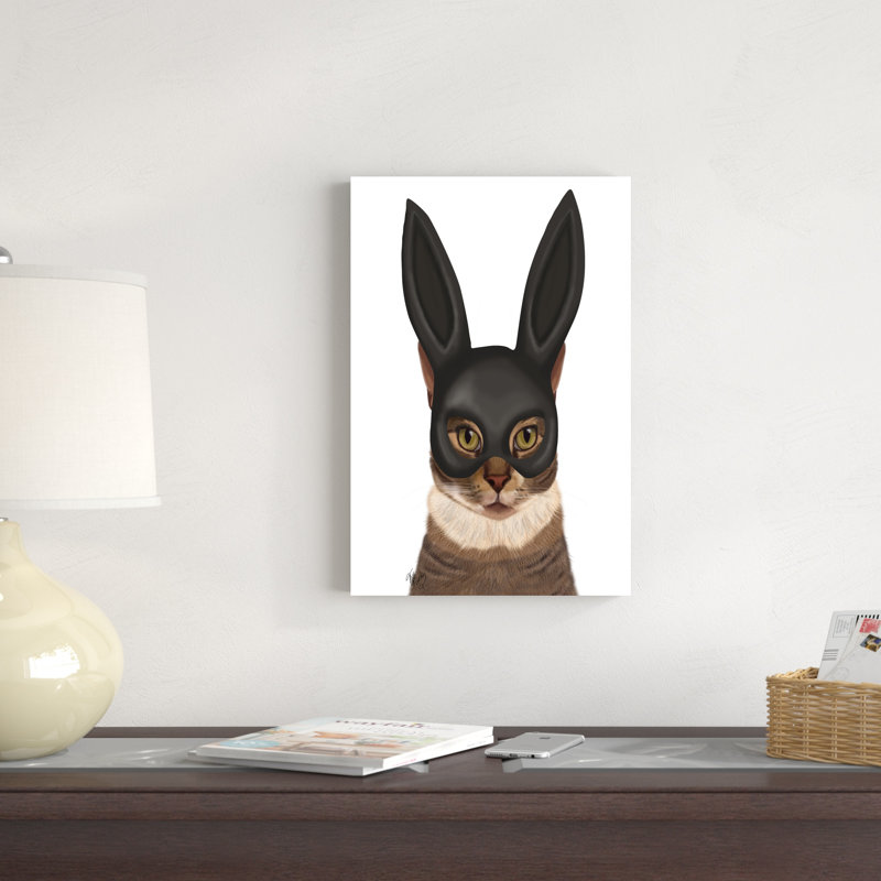 " Cat With Bunny Mask " by Fab Funky, 18" H x 12" W x 1" D