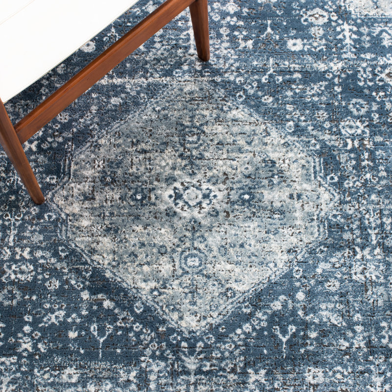 Tapis 858 bleu marine / ivoire, Rectangulaire 3 pi x 5 pi