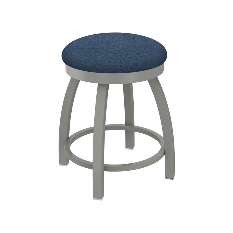 802 Misha Swivel Vanity Stool with Upholstered Seat, Vinyl-Rein Bay, Anodized Nickel