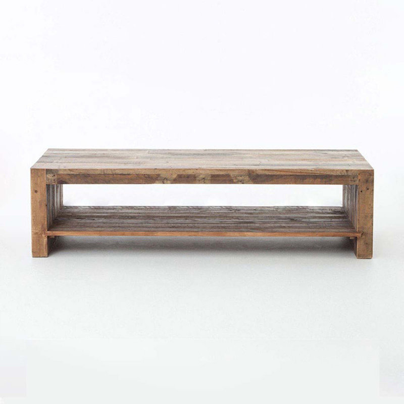 Picture Color Solid Wood Rectangular Coffee Table, 15.75" H x 59.06" L x 27.56" W
