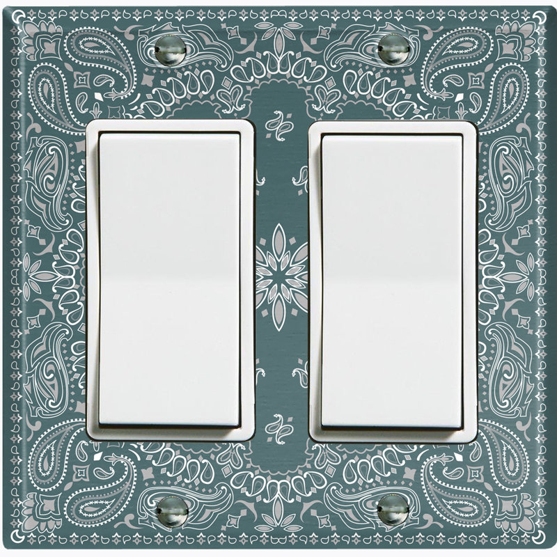 Patterned 2 - Gang Toggle Light Switch Standard Wall Plate, Gray