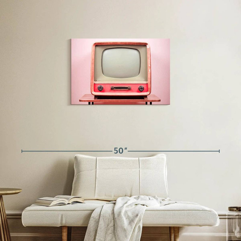 Téléviseur rose rétro Kerner, H 20 po x l 30 po