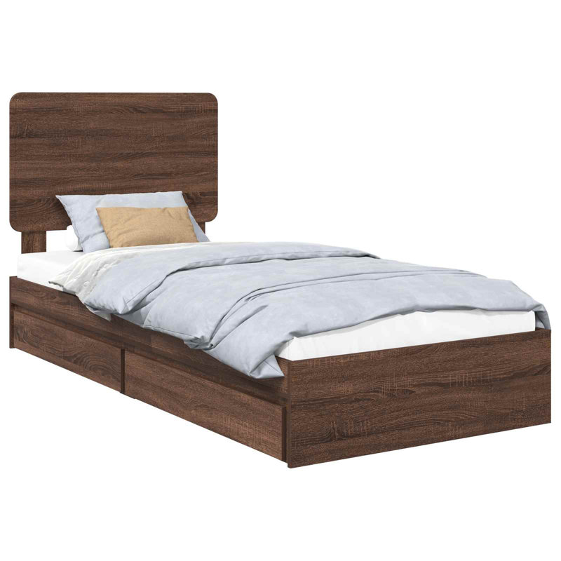 Bed, Brown Oak, Small Single (2'6)