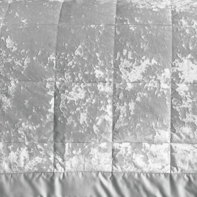 Crushed Velvet Bedspread, Silver
