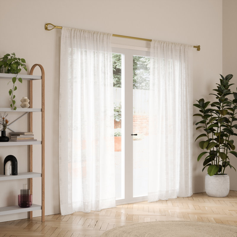 Gold Adjustable Modern Curtain Rod with Loop End 42-120"