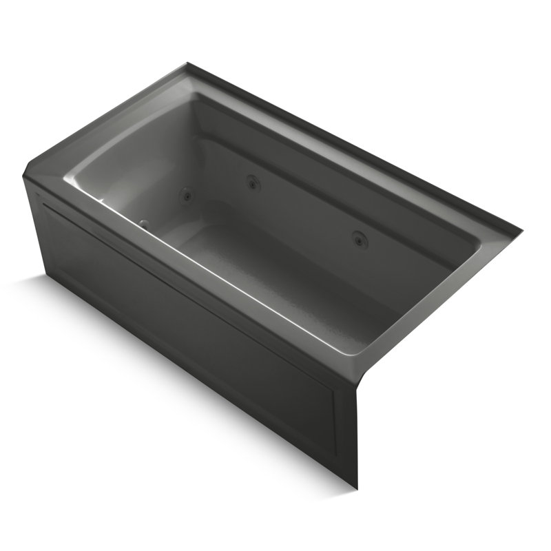 Archer Alcove 60" x 32" Whirpool Bathtub, Thunder Gray, Right