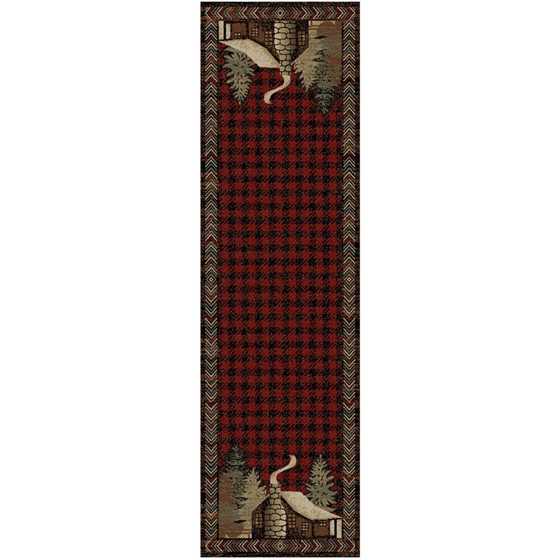 Tapis rouge tissé à la machine Hinds, Tapis de couloir 2 pi 3 po x 7 pi 7 po
