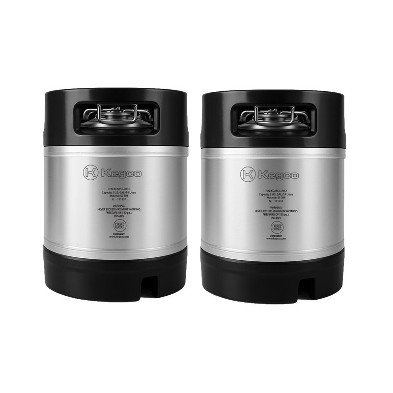 Kegco 1.75 Gallon Ball Lock Kegs with Rubber Handles - Set of 2