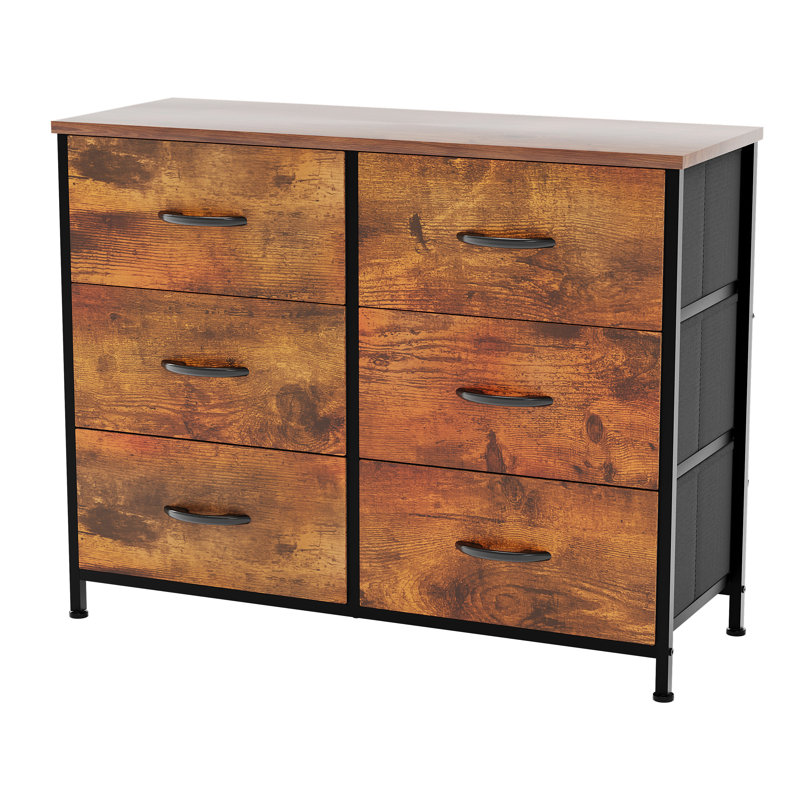 Chorley 6 Drawer Fabric Drawer Chest, Rustic Brown, UKFR Certified