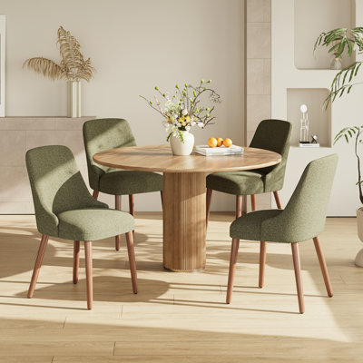 Chaise de salle à manger à haut dossier avec dossier ergonomique courbé, siège rembourré et pieds en bois massif