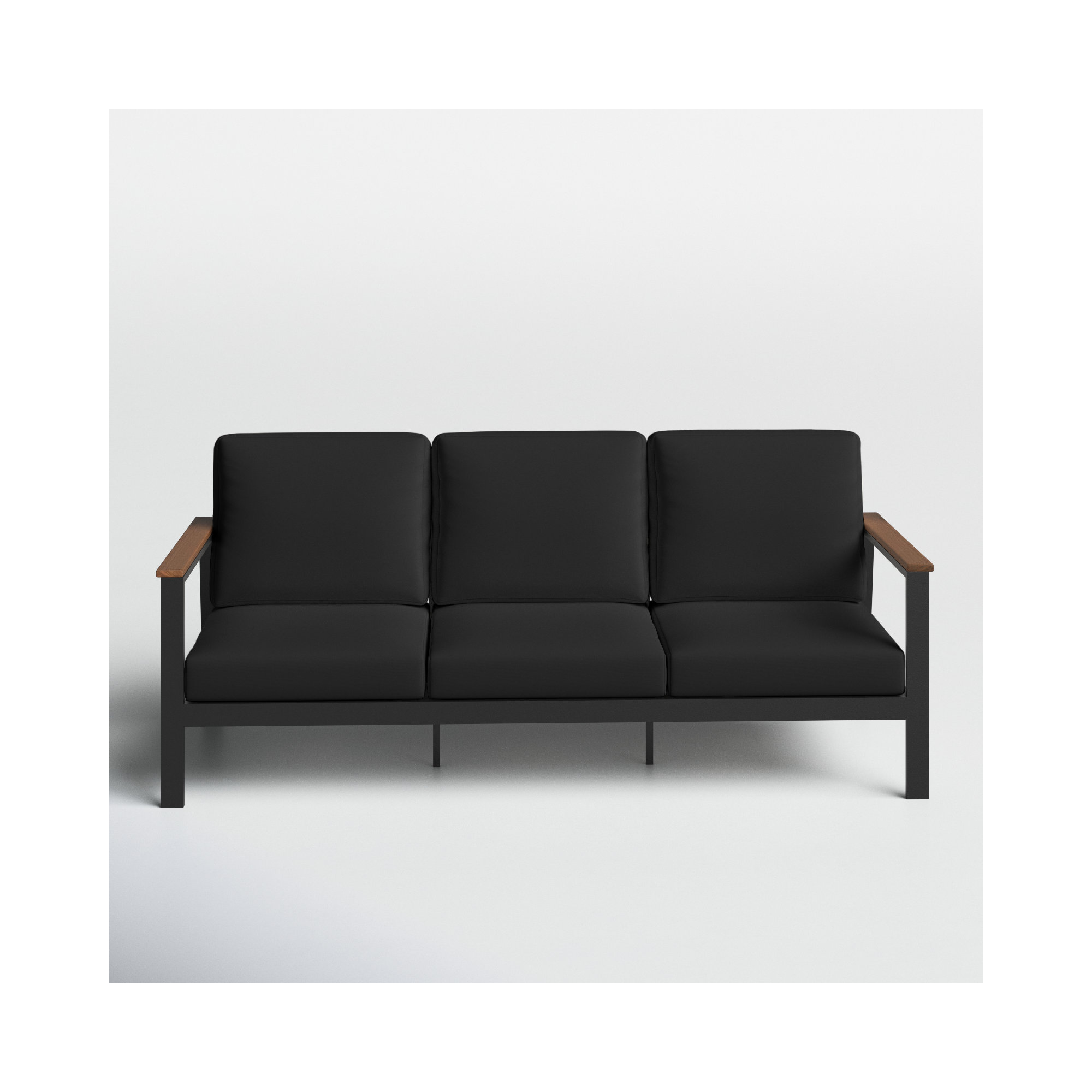 Townsend Outdoor Patio Sofa with Cushions, Canvas Black Sunbrella® Canvas
