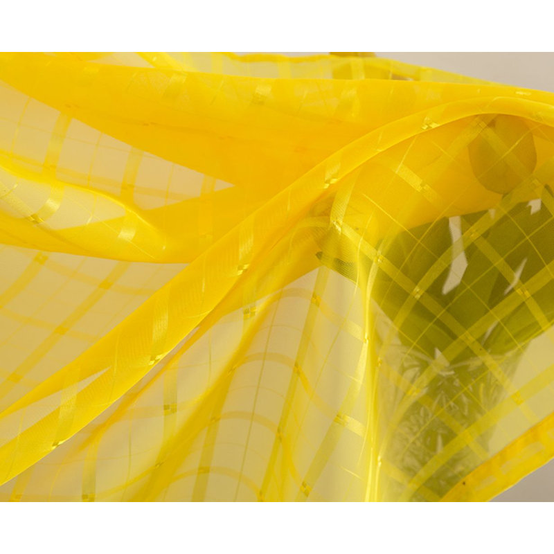 Panneau de rideau transparent à œillets avec motif écossais Jardine, Jaune fluo