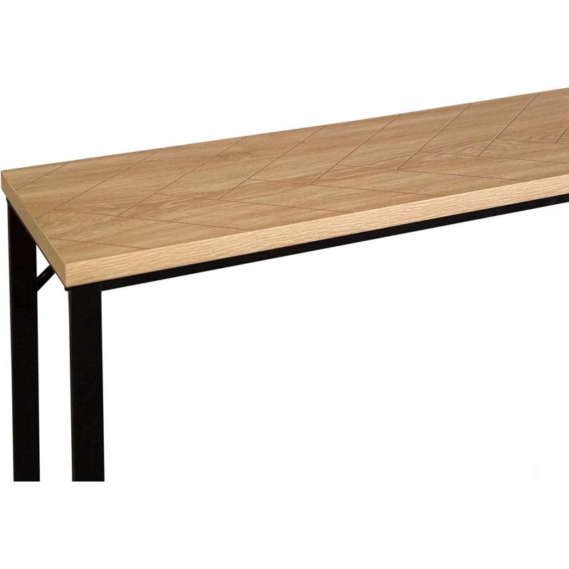 Bali Coastal Modern Console Table Natural Wood Top With Black Metal Legs