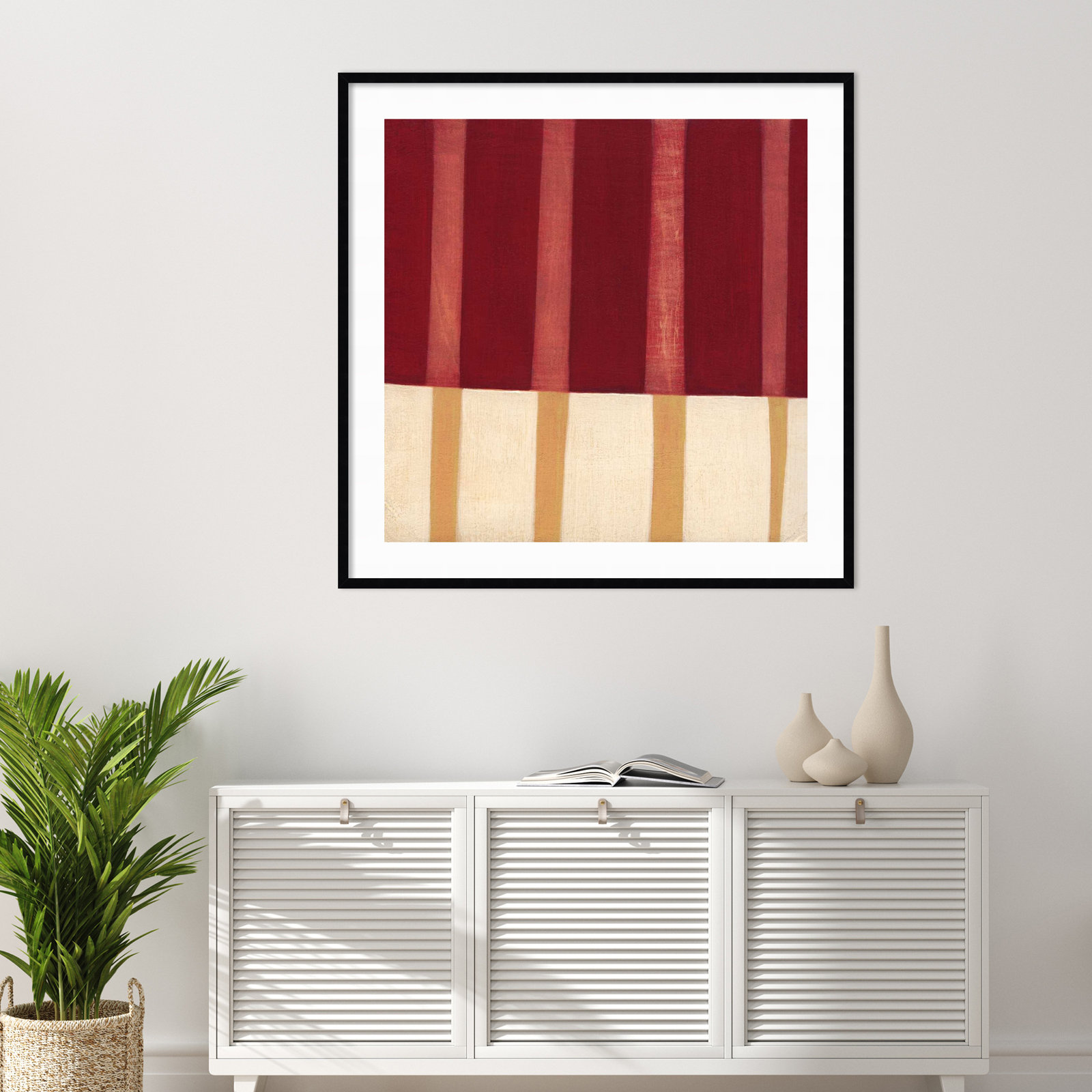 Akara "Broken Stripes 4" Print, Black, 25" H x 25" W x 1" D