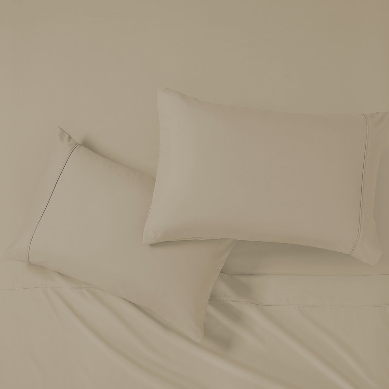 Ensemble de draps en microfibre 4 pièces Modern, King Sheet Set with 2 Pillowcases, Taupe