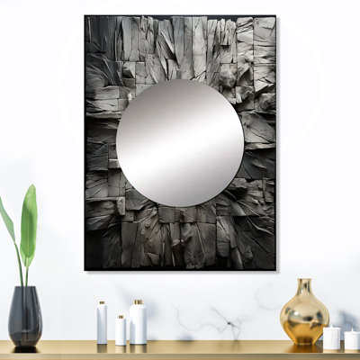 Spiritual Grey Geode Stone Minimalisme - miroir en pierre Geode, miroir mural traditionnel unique, impression sur métal