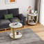 Tables de bout en faux marbre à 2 niveaux avec tablette de rangement, table d'appoint de style moderne pour le salon, chambre à coucher (ensemble de 2)