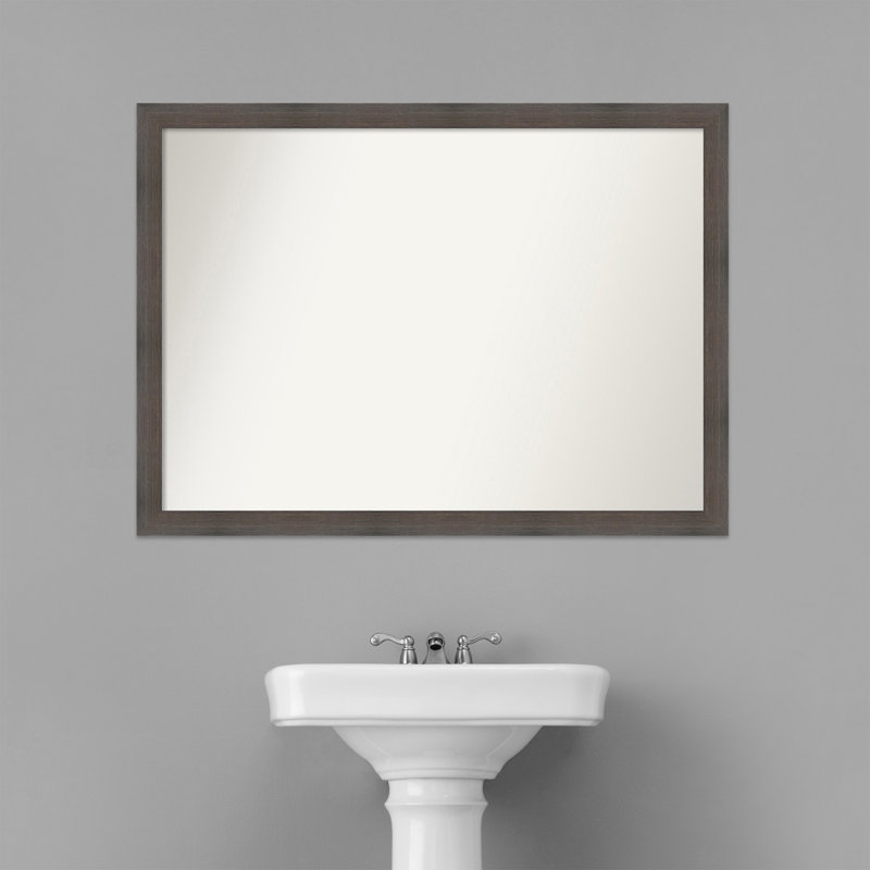 Hardwood Chocolate Narrow WoodBathroom Vanity Non-Beveled Wall Mirror, 30" x 41"