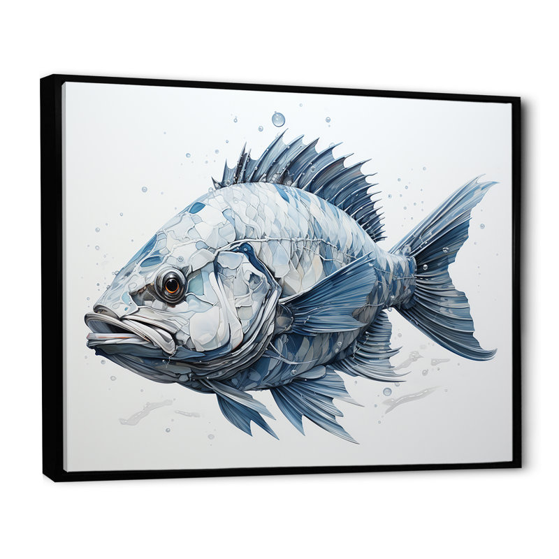 " Fish In The Deep Blue I ", Black Floater Framed, 24" H x 32" W x 1" D