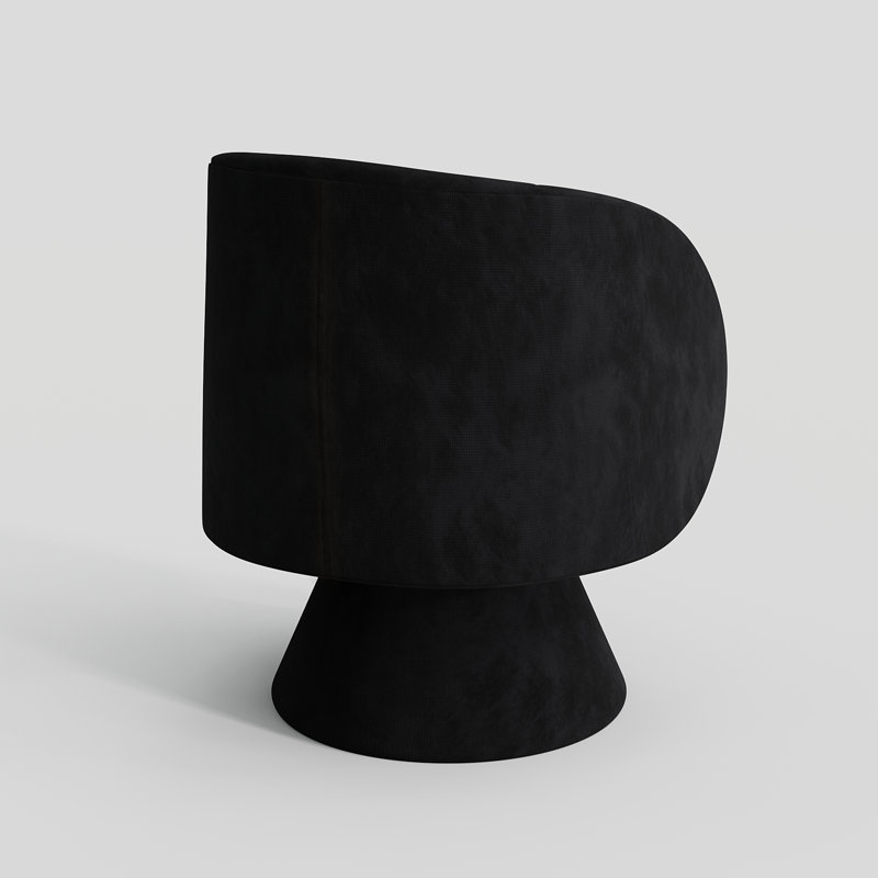 Upholstered Swivel Barrel Chair (Set Of 2), Black Linen