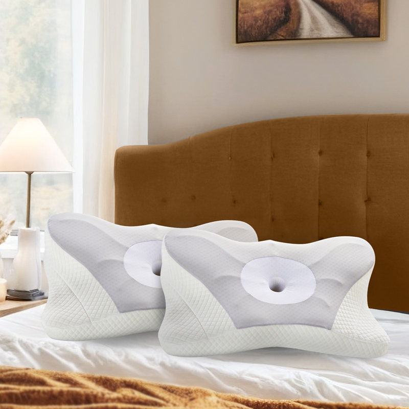 Sleeping Cervical Pillow Ergonomic Memory Foam Neck Support Pillow, Set of 2, Gray, King