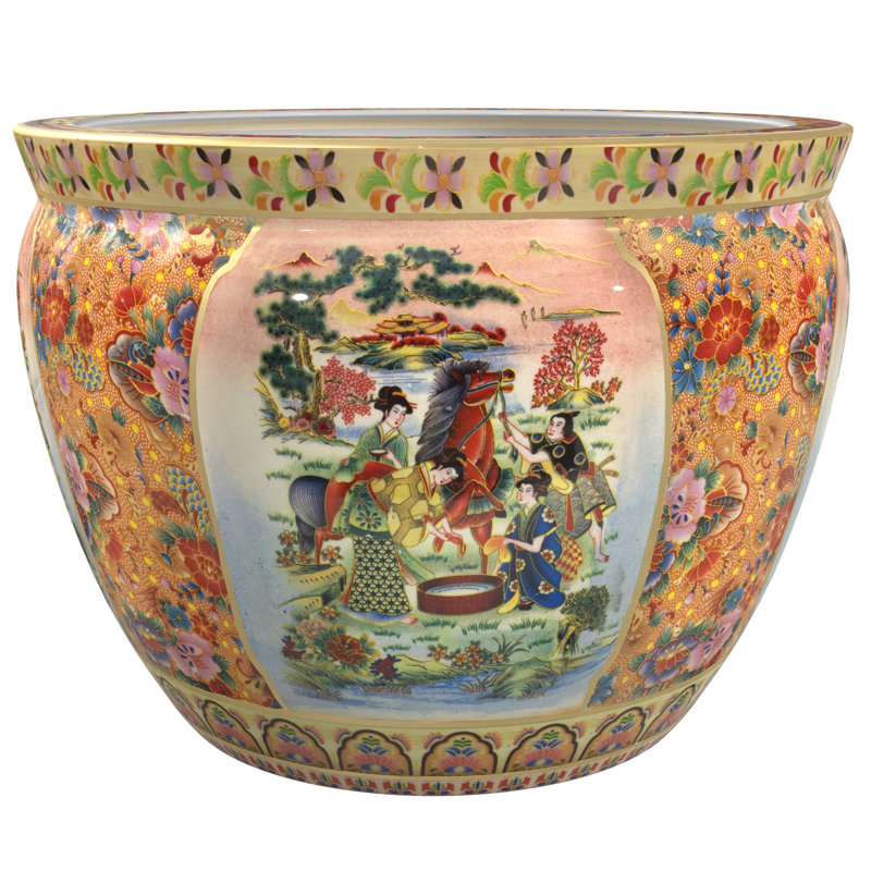 Urne en porcelaine Diandrea, H 13,5 po x l 18 po x P 18 po, Cheval dans un pré