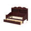 Lit de jour avec tiroirs de rangement et tablettes de tête de lit, lit de jour en bois de style rétro-75024609