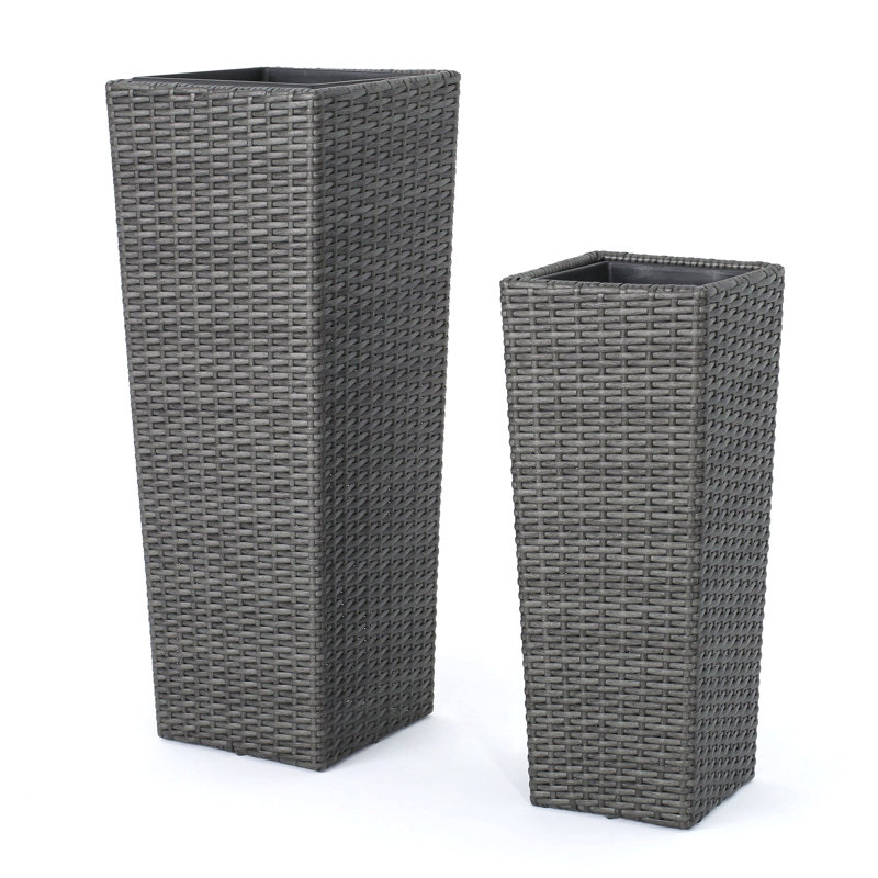 Rattan Flower Pot, Gray