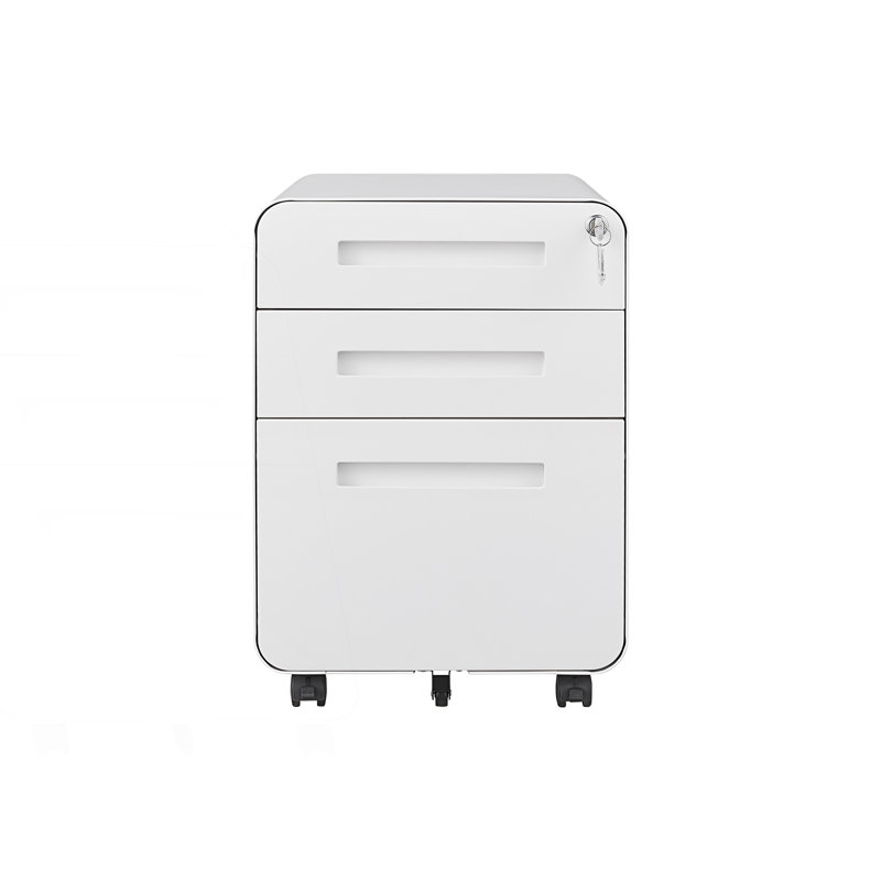 Classeur mobile 3 tiroirs, armoire de rangement polyvalente de style simple, armoire de rangement de salon, Blanc