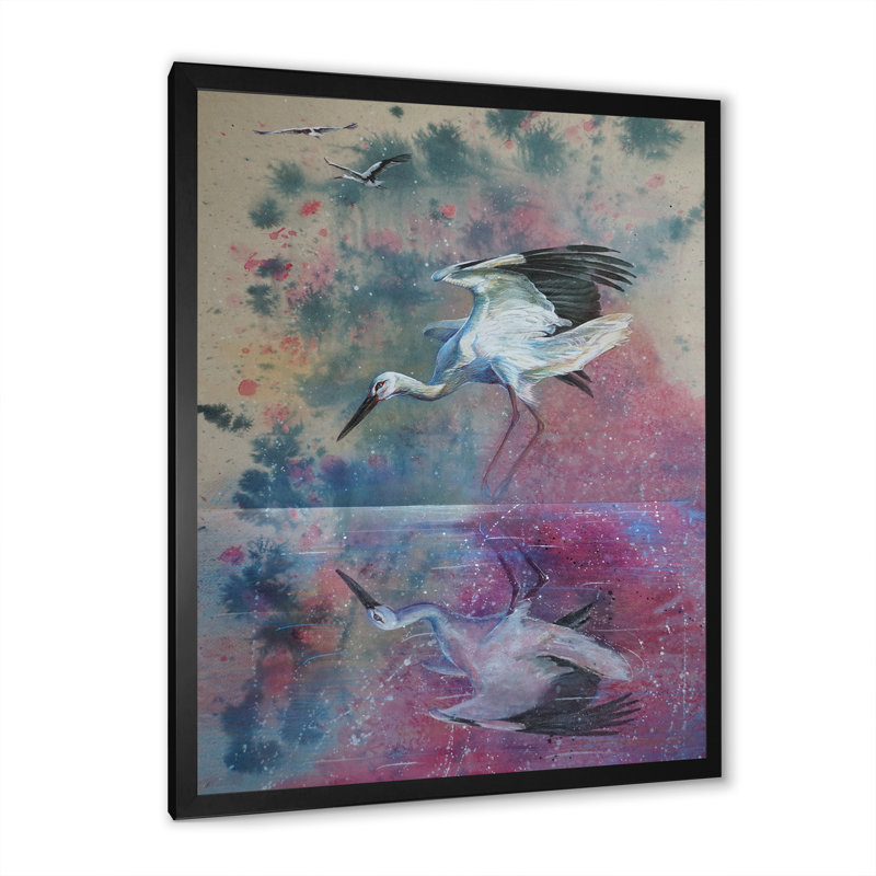 Œuvre d'art traditionnelle sur toile, reflet coloré de Stark dans l'eau, H 20 po x l 12 po x P 1 po, Cadre photo noir