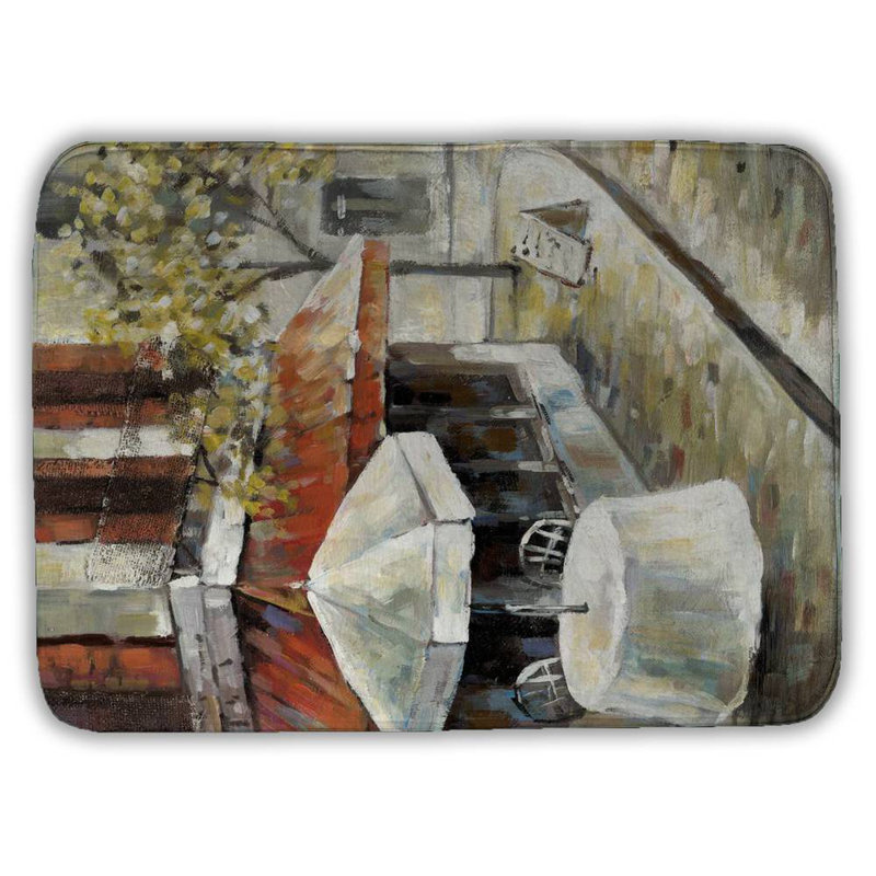 Deserted and sunny street Bath Mat with Non-Slip Backing - Quick Dry Memory Foam Bathroom Rug - Absorbent - Modern Plush Spa-Style - Machine Washable