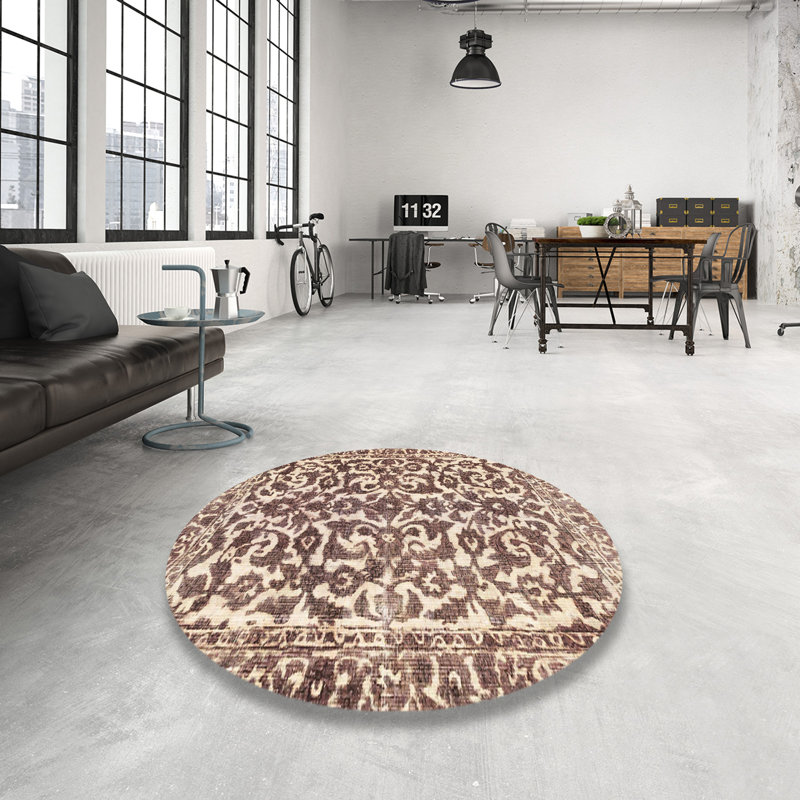 Tapis décoratif multicolore à motif abstrait, Rond 6 pi