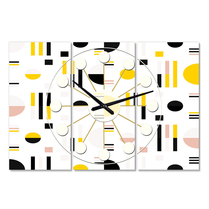 Très grande horloge murale rétro géométrique x Mid-Century