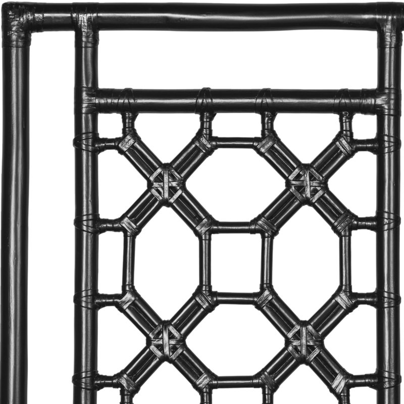 Lattice Back Open-Frame Rattan Headboard, King, Black