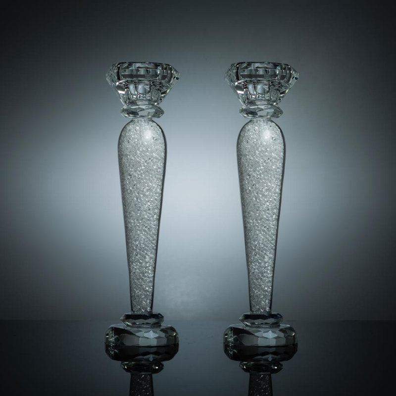 Bougeoir de table en cristal, H 9 po x l 2,5 po x P 2,5 po