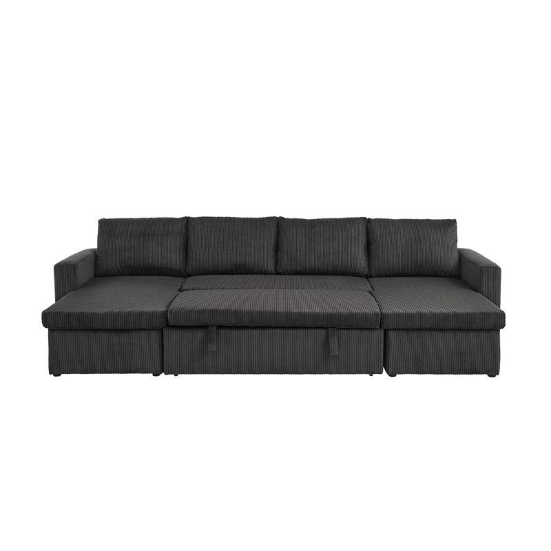 Canapé modulaire 3 pièces Jasimine, Velours côtelé gris