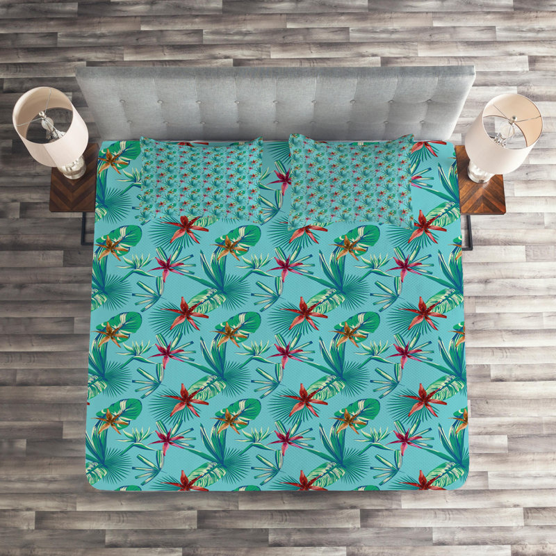 Traditional Polyester Floral Coverlet, King Bedspread + 2 Shams, Floral 2