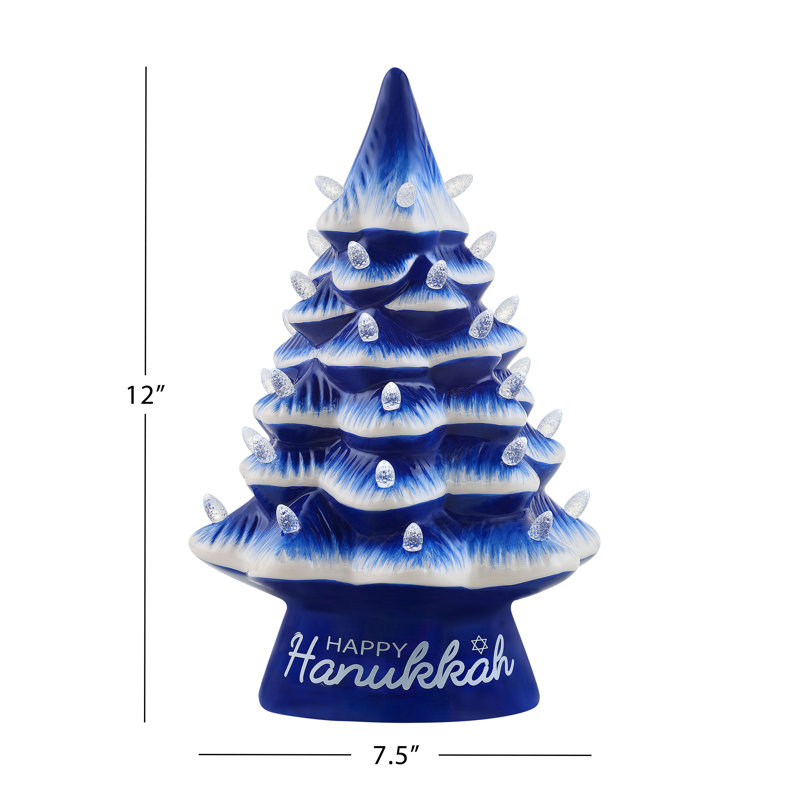 12" Nostalgic Ceramic Hannukah Tree
