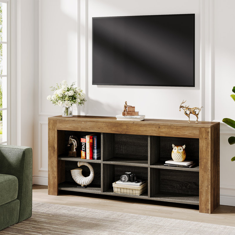 Horizontal Bookcase With 6 Cubes Storage Organizer