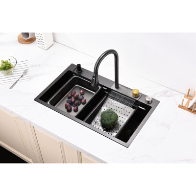304 Stainless Steel Flying Rain Waterfall Sink - Kitchen Basin For Vegetable Cleaning Gray Rust- And Dependable