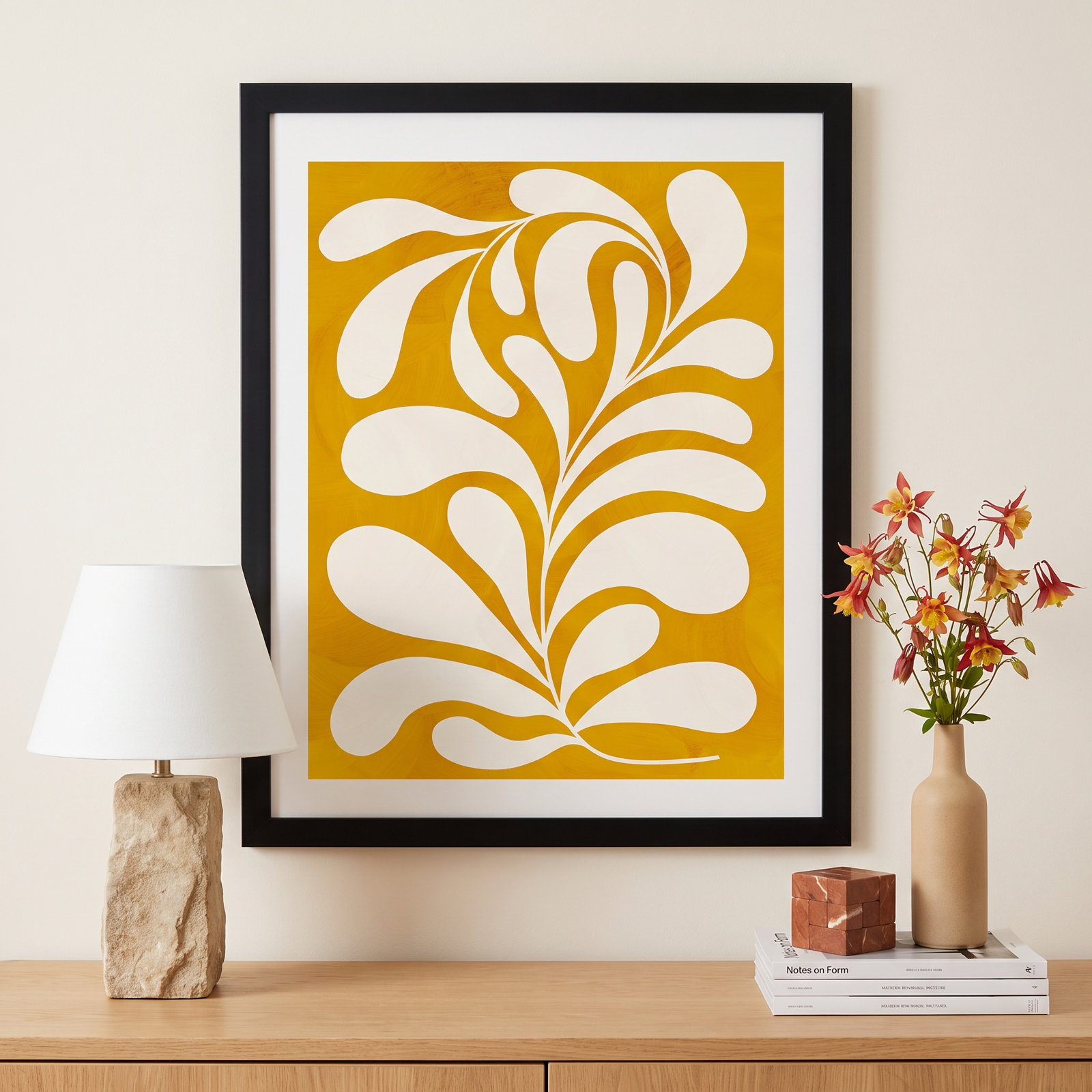 Lomi "Goldenrod I" Print by Grace Popp, 13" H x 11" W x 1" D, Black