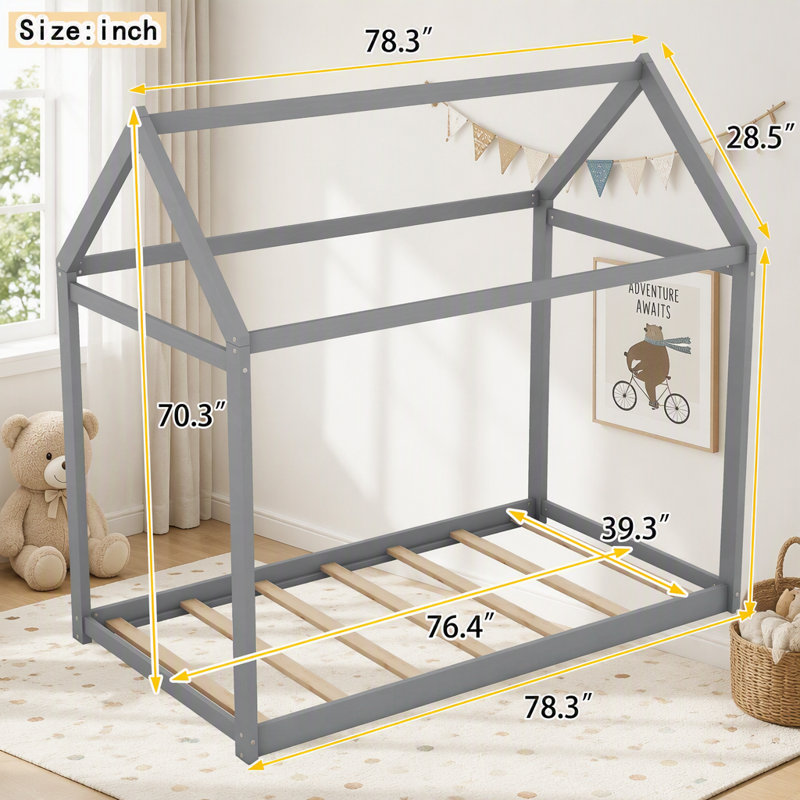 Lit maison en bois